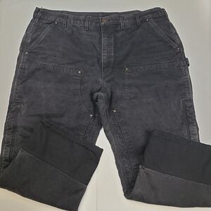 Carhartt Men's Quilted Black Double Knee Cargo Work Pants B194